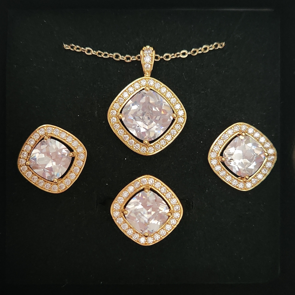 Gold Sterling Silver And Crystal Jewelry Set